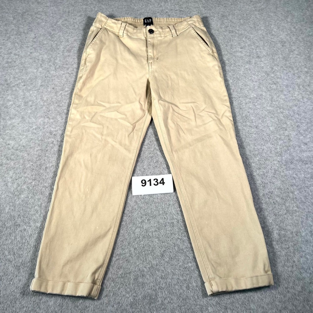 Gap Ankle Twill Chino Pants Womens 6 Beige Cotton Stretch Tapered Leg Casual
